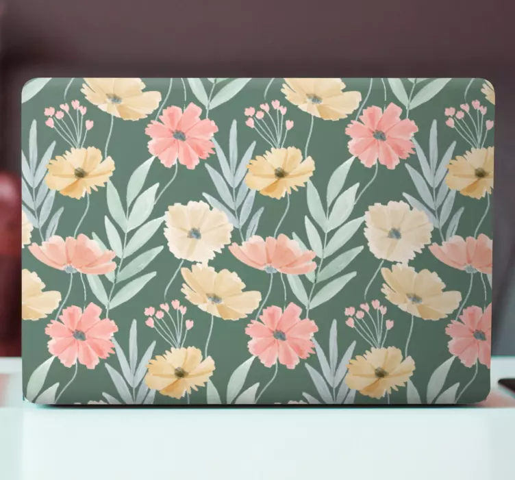 Klistermärke för bärbar med blommönster dekor - Tenstickers