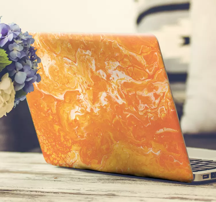 Klistermärke för bärbar med djärvt orange mönster - Tenstickers