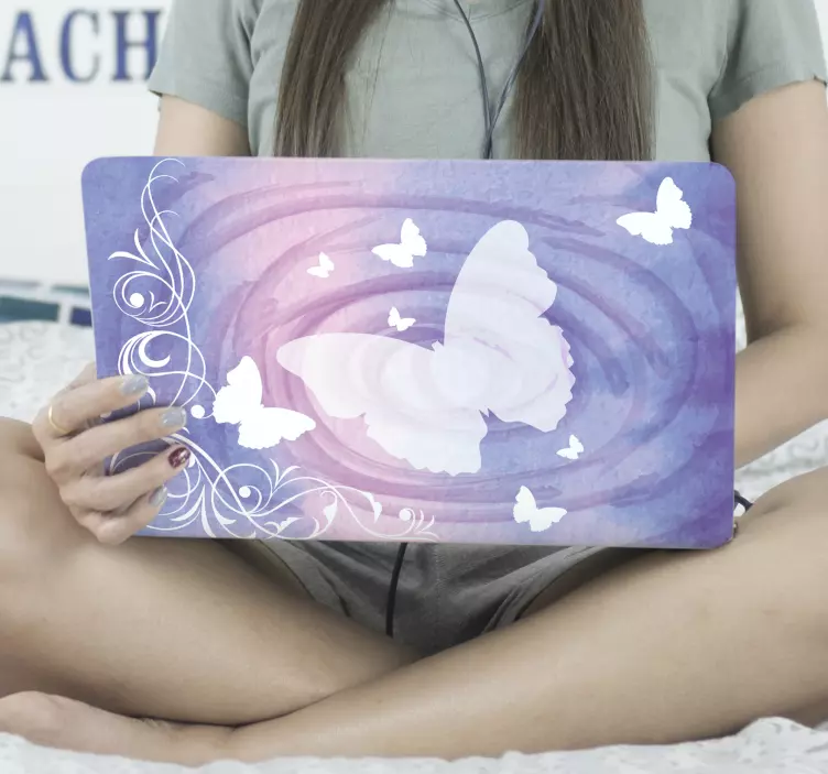 Klistermärke för bärbar med fjärilswirlar design - Tenstickers