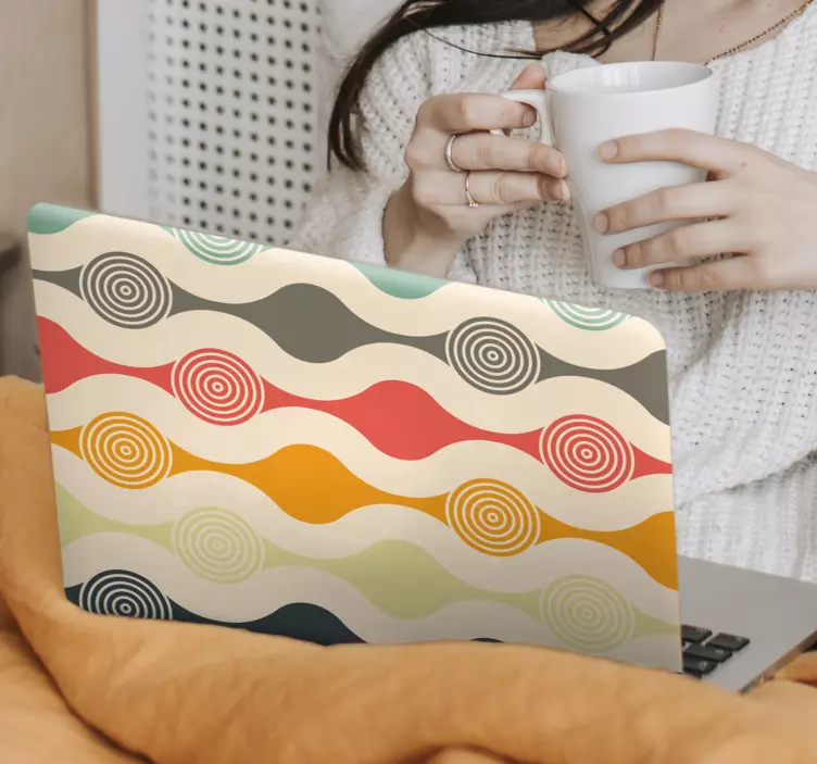 Klistermärke för bärbar med livliga kurviga motiv - Tenstickers