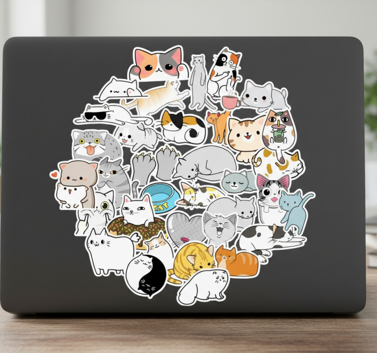 Klistermärke för bärbar söta kattdekaler - Tenstickers