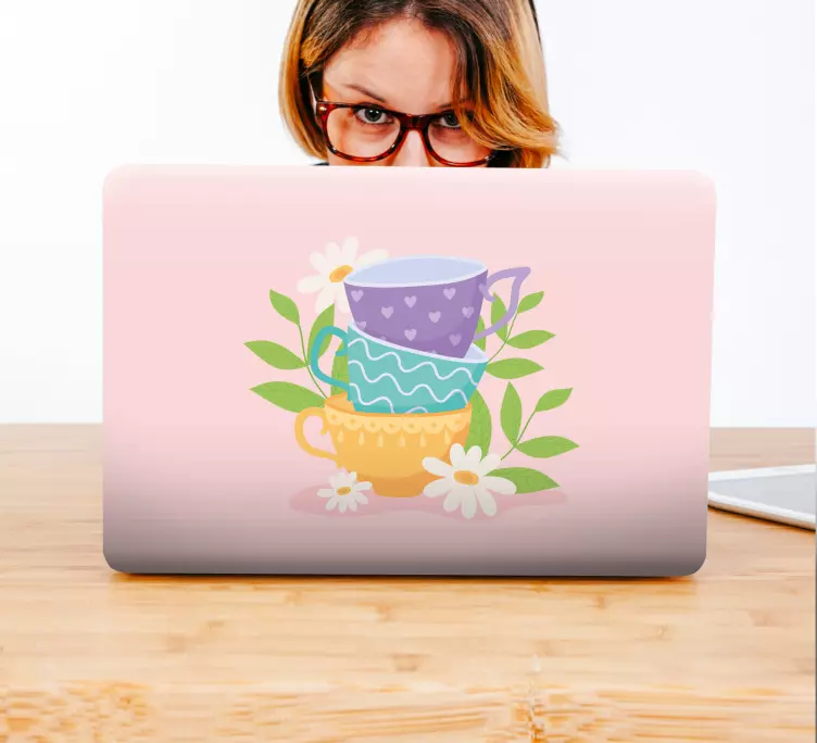 Klistermärke för bärbar staplade färgglada muggar - Tenstickers