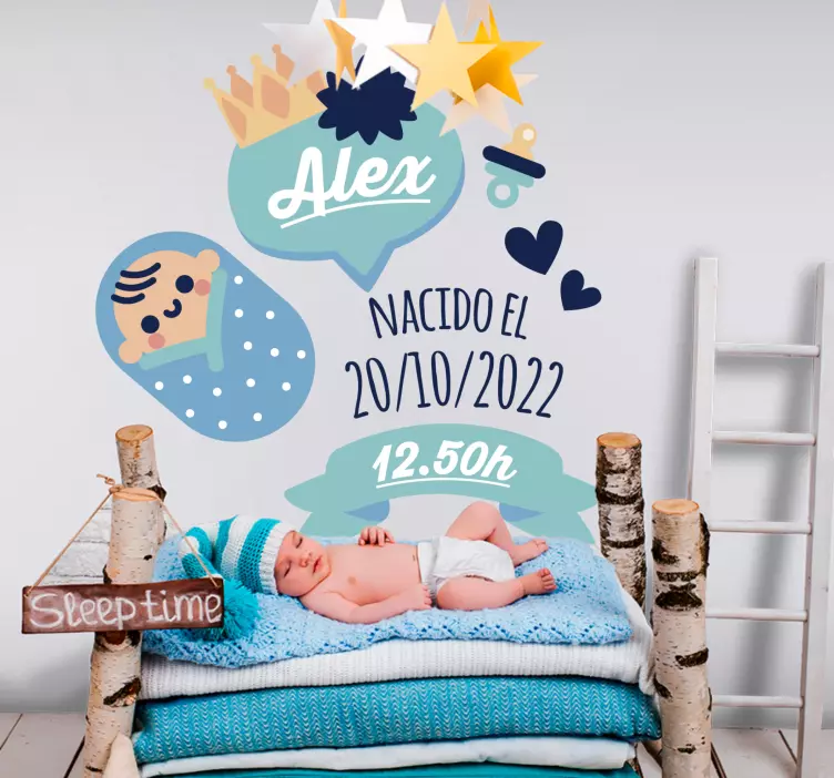 Klistermärke för barn babyfödselsannonsering - Tenstickers
