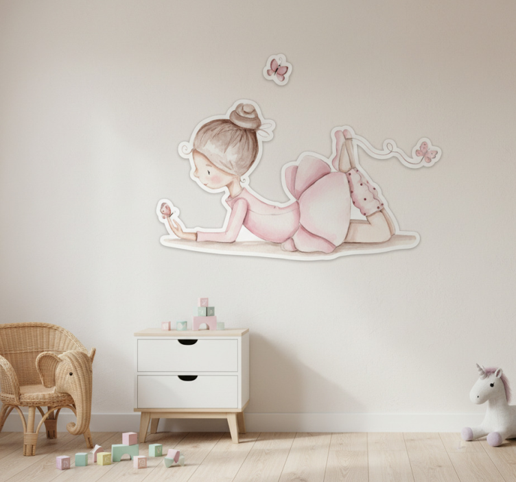 Klistermärke för barn ballerina med fjärilar - Tenstickers