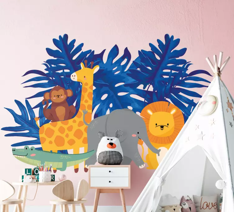 Klistermärke för barn djungeldjur lekfulla - Tenstickers