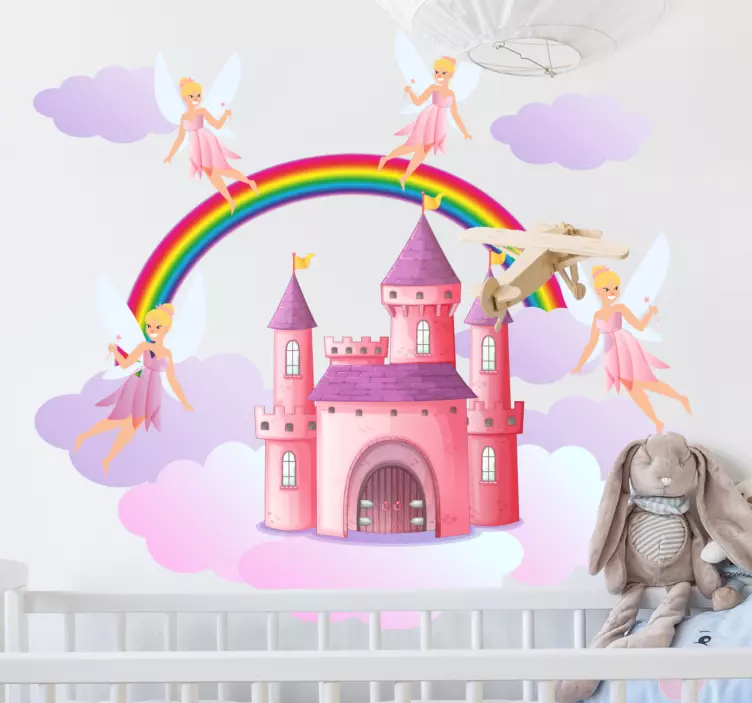Klistermärke för barn fairy castle glädje - Tenstickers
