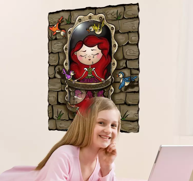 Klistermärke för barn fairytale girl fönster - Tenstickers