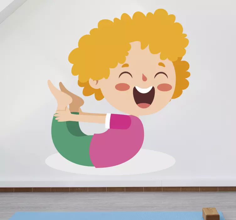 Klistermärke för barn glad barn yoga - Tenstickers