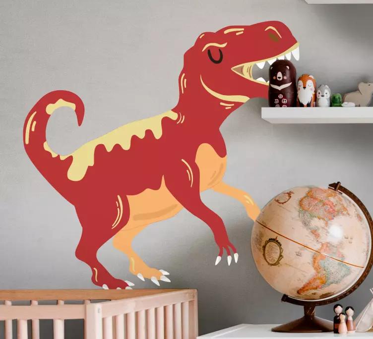 Klistermärke för barn glad tyrannosaurus rex - Tenstickers