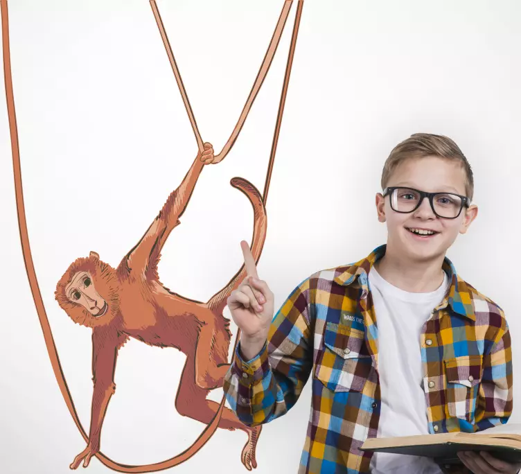 Klistermärke för barn glädjefylld apa som svingar - Tenstickers