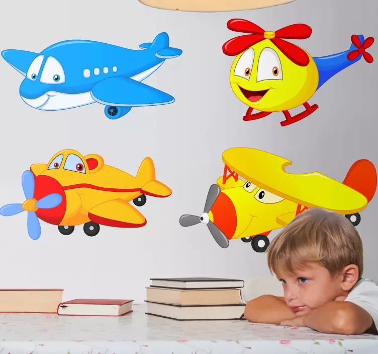Klistermärke för barn lekfulla flygplansvarelser - Tenstickers