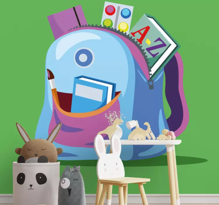 Klistermärke för barn med färgglad ryggsäck illustration - Tenstickers