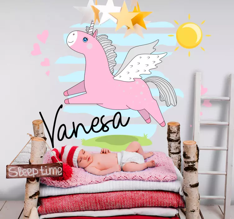 Klistermärke för barn med flygande enhörningsdesign - Tenstickers