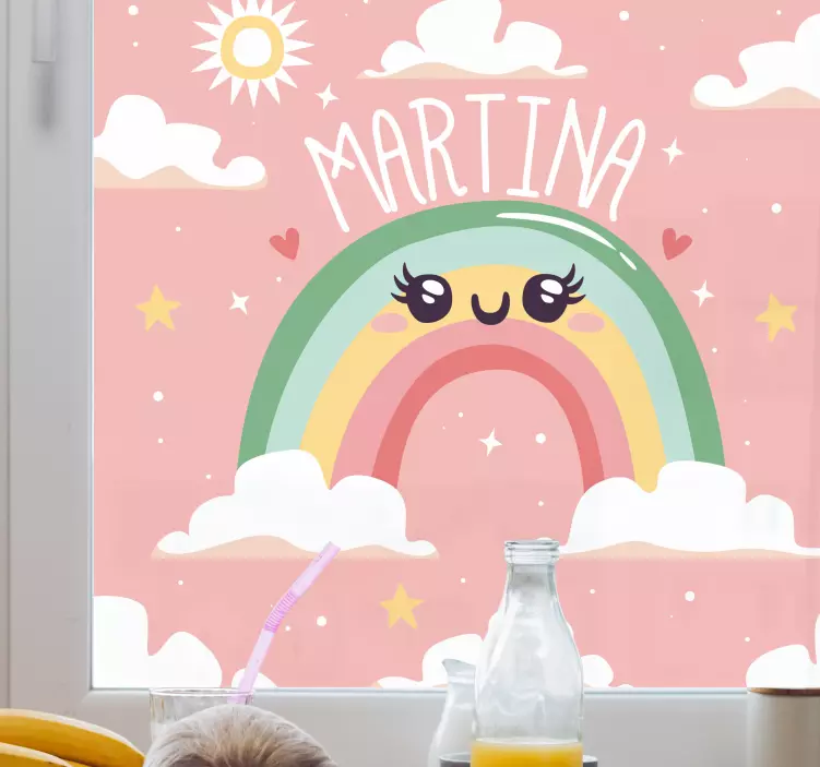 Klistermärke för barn med glad regnbågsdesign - Tenstickers