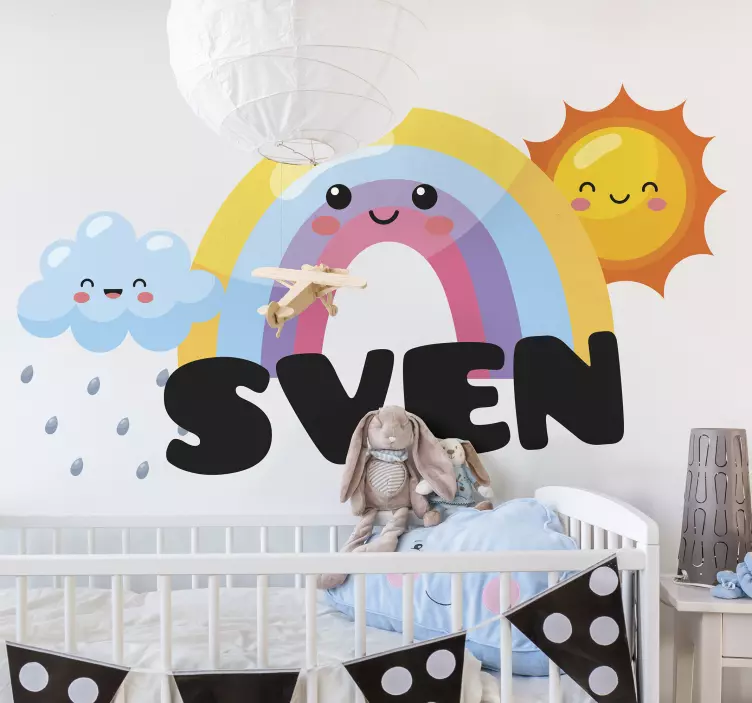 Klistermärke för barn med lekfull regnbågsbild - Tenstickers