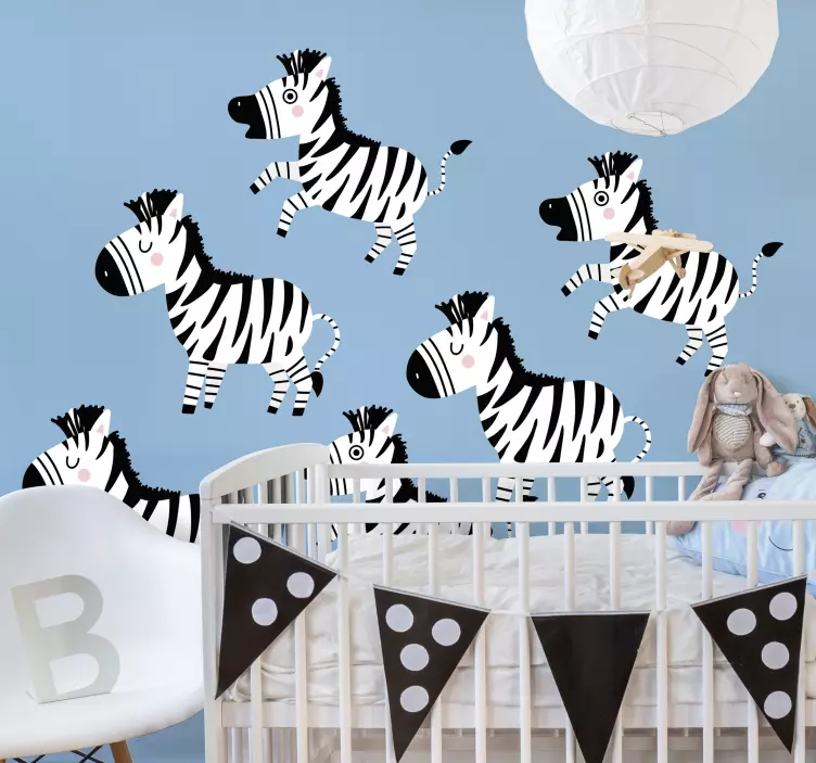 Klistermärke för barn med lekfulla zebrafigurer - Tenstickers