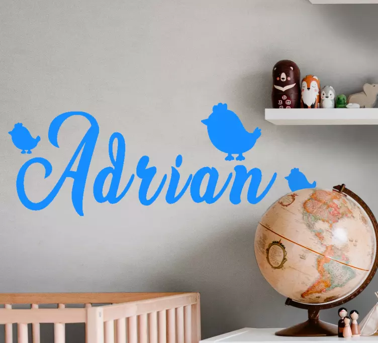 Klistermärke för barn med personlig namn och fåglar - Tenstickers