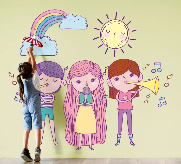 Klistermärke för barn musical kids cheer - Tenstickers