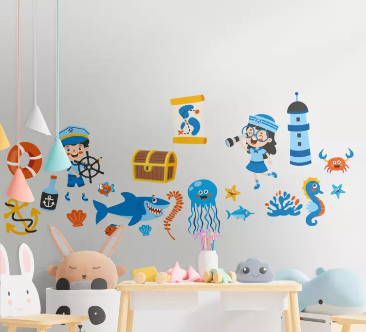 Klistermärke för barn nautisk Äventyr design - Tenstickers