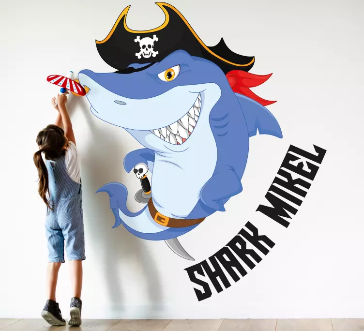 Klistermärke för barn pirat hajar karaktär - Tenstickers