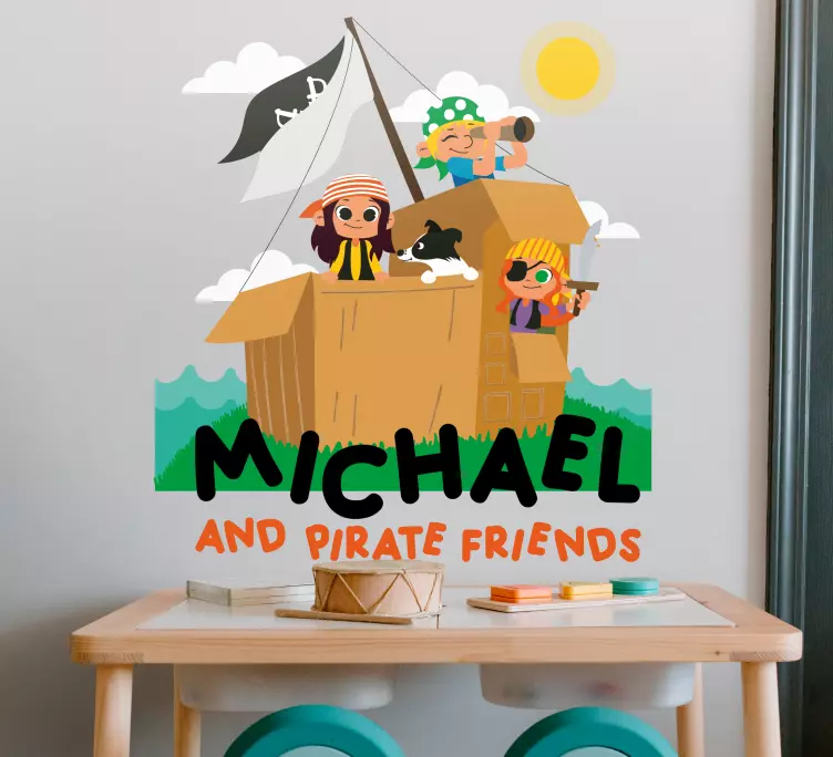 Klistermärke för barn piratäventyrscen - Tenstickers