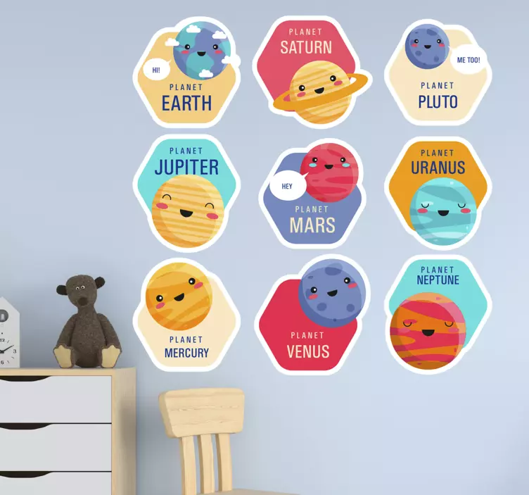 Klistermärke för barn planetkaraktärer - Tenstickers