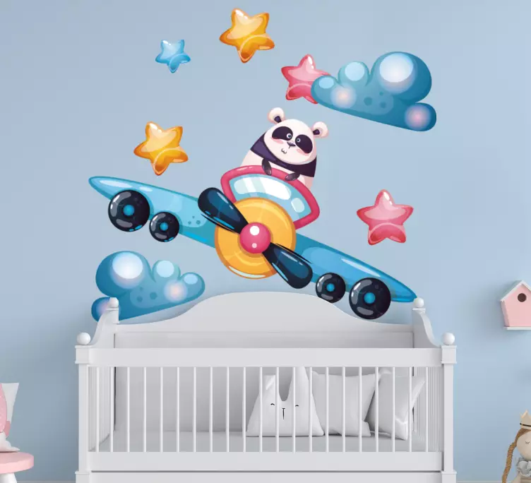 Klistermärke för barn playful panda pilot - Tenstickers