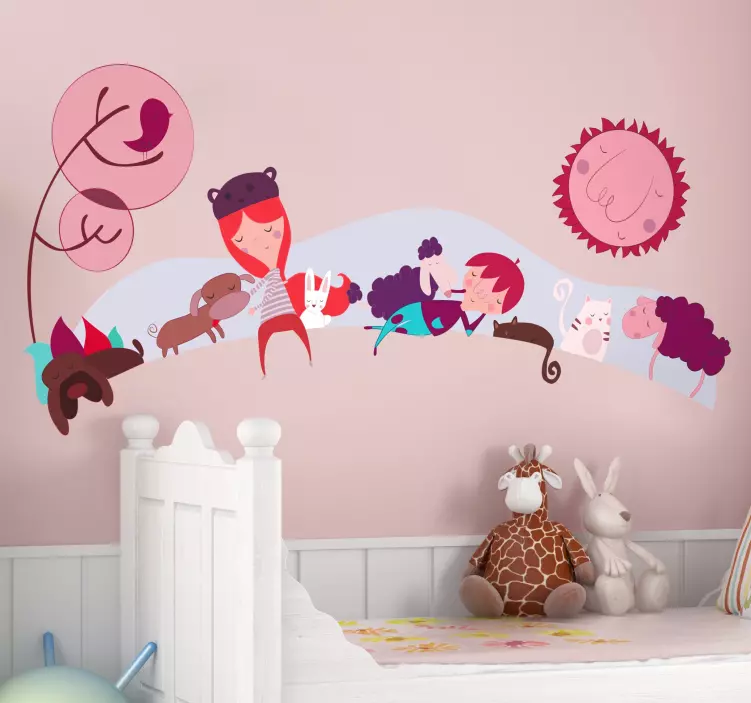 Klistermärke för barn sleepy djurvänner - Tenstickers
