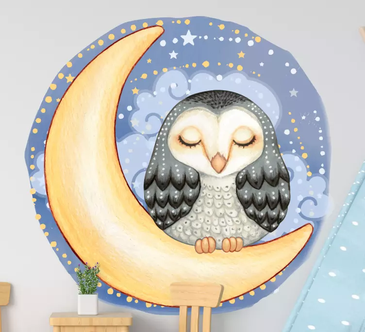 Klistermärke för barn sleepy owl moon - Tenstickers