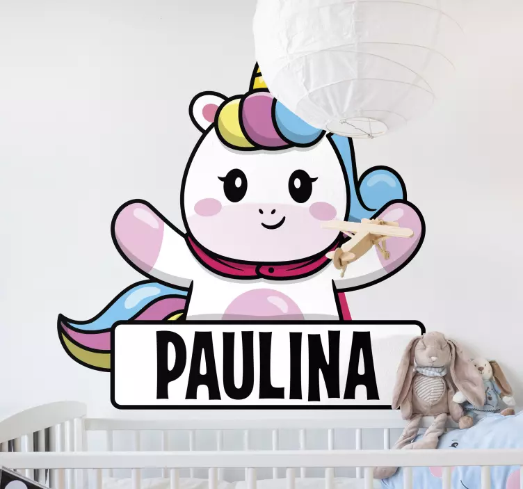Klistermärke för barn söt enhörning figur - Tenstickers