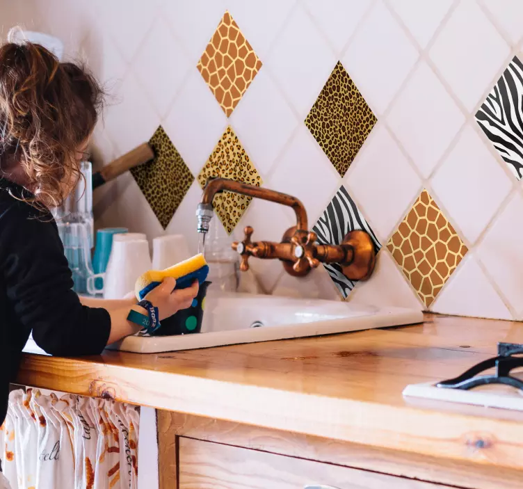 Klistermärke för djur print kakel - Tenstickers