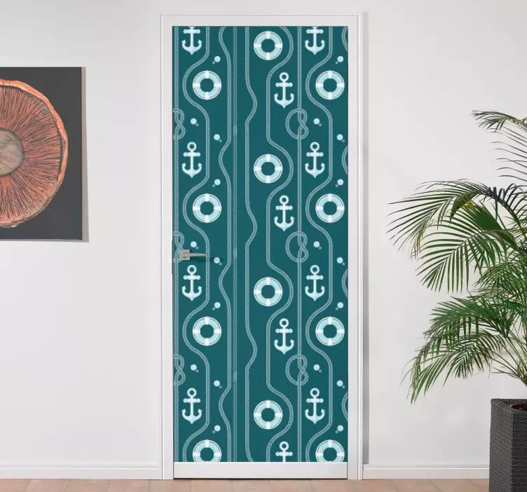 Klistermärke för dörr med ankarmotiv arrangemang - Tenstickers