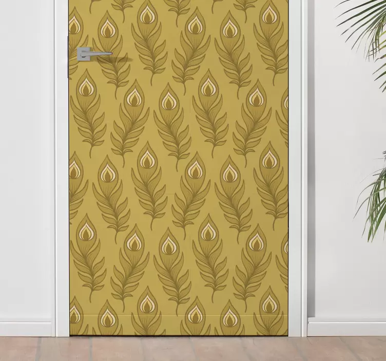 Klistermärke för dörr med lövmotiv arrangemang - Tenstickers