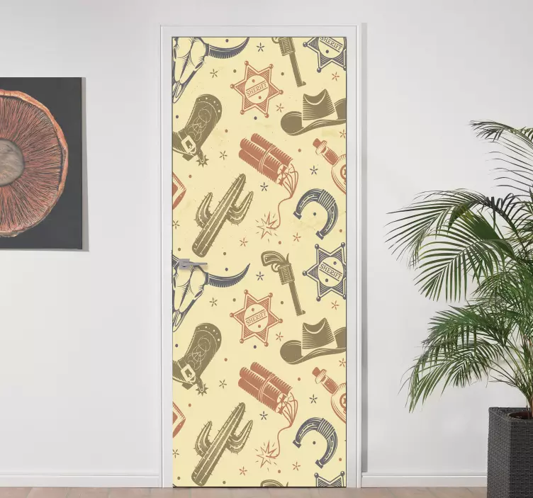 Klistermärke för dörr med västernmotiv - Tenstickers