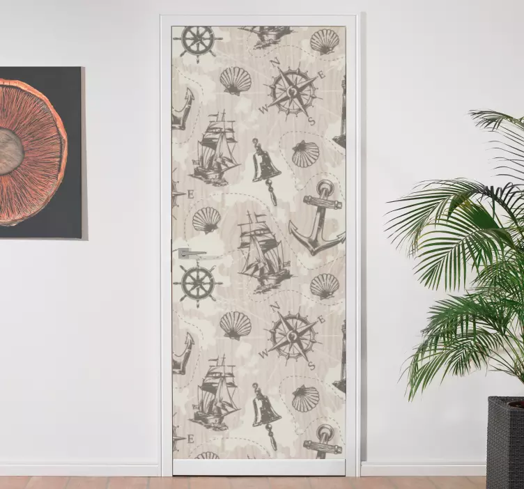 Klistermärke för dörr nautisk Äventyrstema - Tenstickers