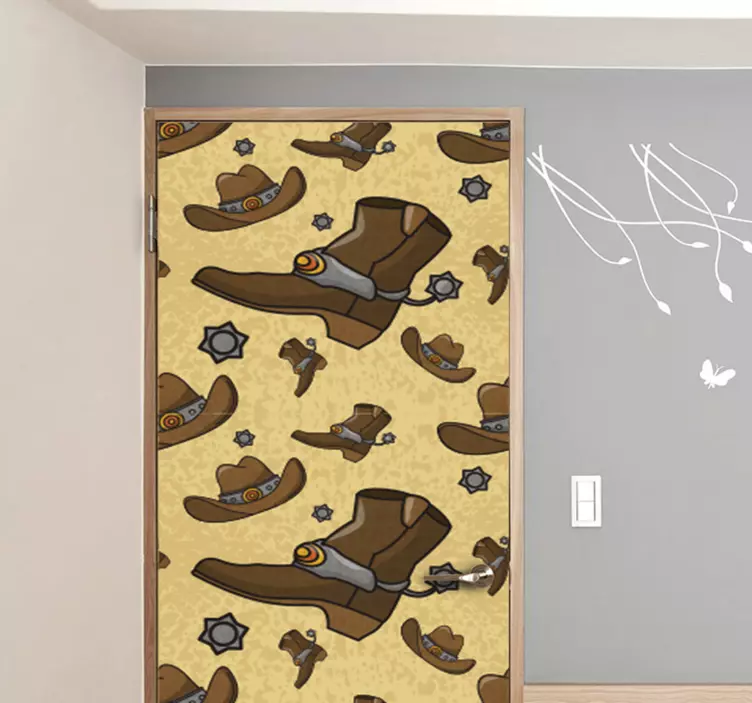 Klistermärke för dörr western cowboy boots - Tenstickers