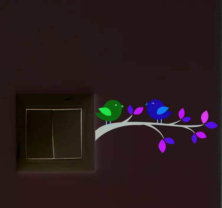 Fåglar på gren ljus klistermärke - Tenstickers