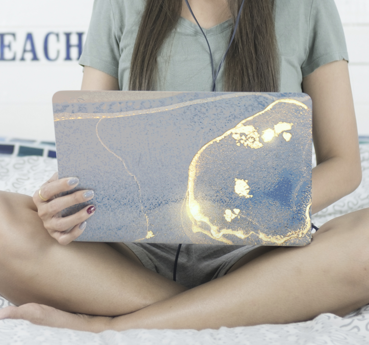 Bärbara skinn i blått och guldmarmor - Tenstickers