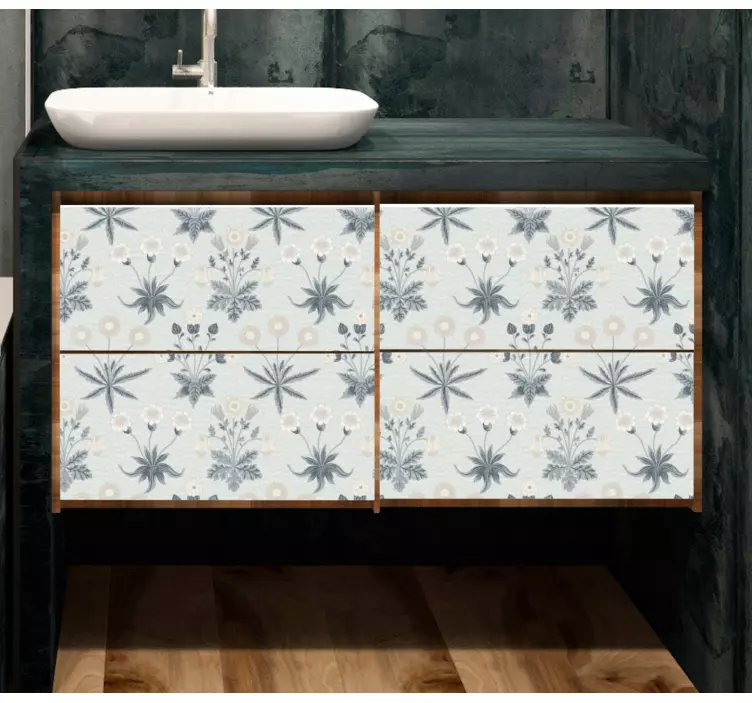 Klistermärken til möbler blommönster lådor - Tenstickers