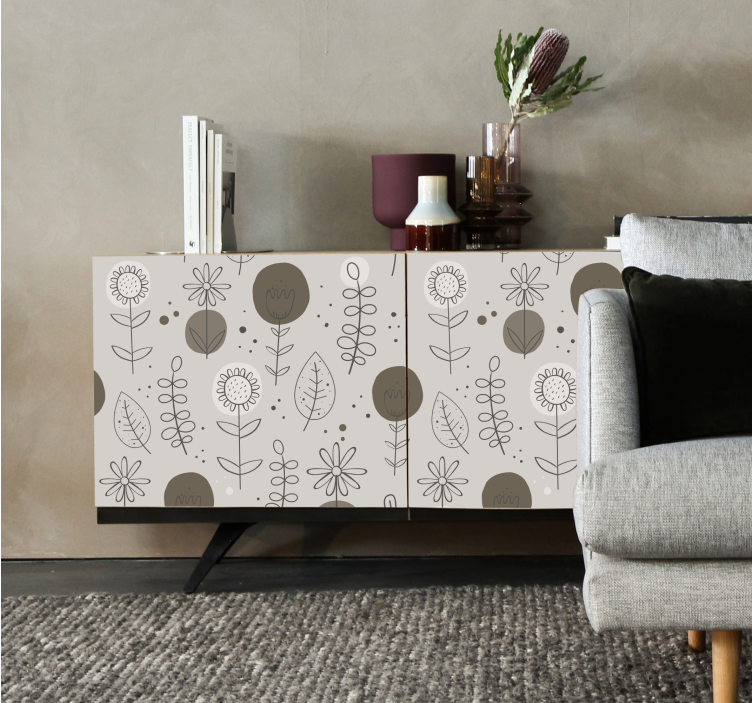 Klistermärken till möbler floral minimalistmönster - Tenstickers