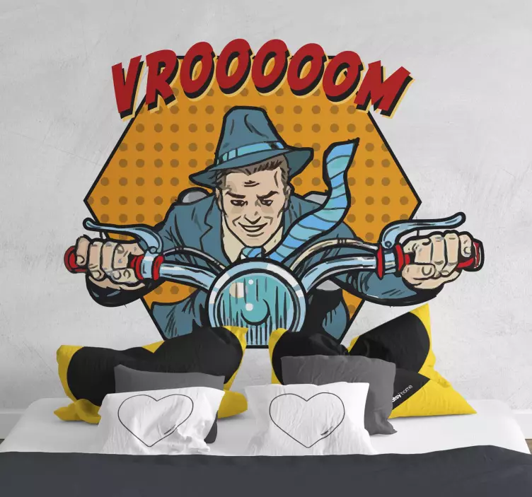 Komisk konsistens med text-motorcykel-klistermärke - Tenstickers