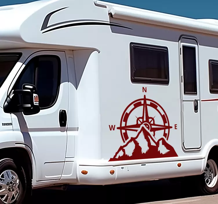 Kompass och bergen klistermärken husvagnar - Tenstickers