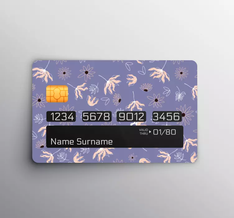 Kreditkort klistermärke med blommönster bakgrund - Tenstickers