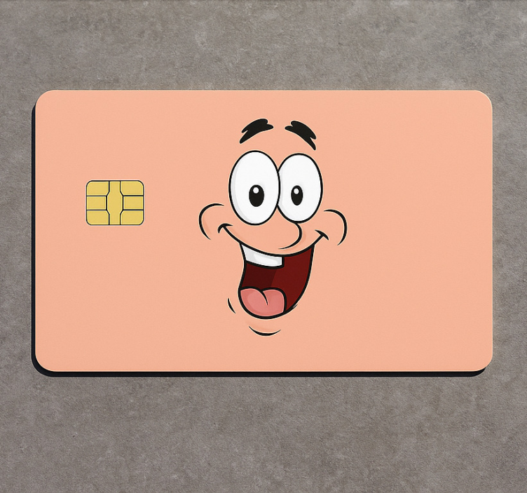 Kreditkort klistermärke med tecknad karaktär leende - Tenstickers