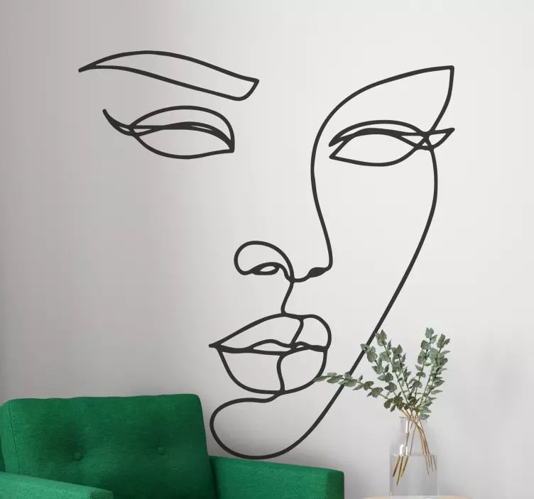 Kvinnans ansikte minimalistiska människor dekal - Tenstickers