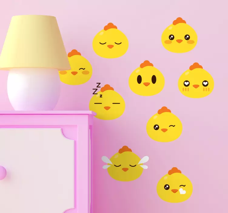 Kyckling emoji gård djur vägg klistermärke uppsättning - Tenstickers