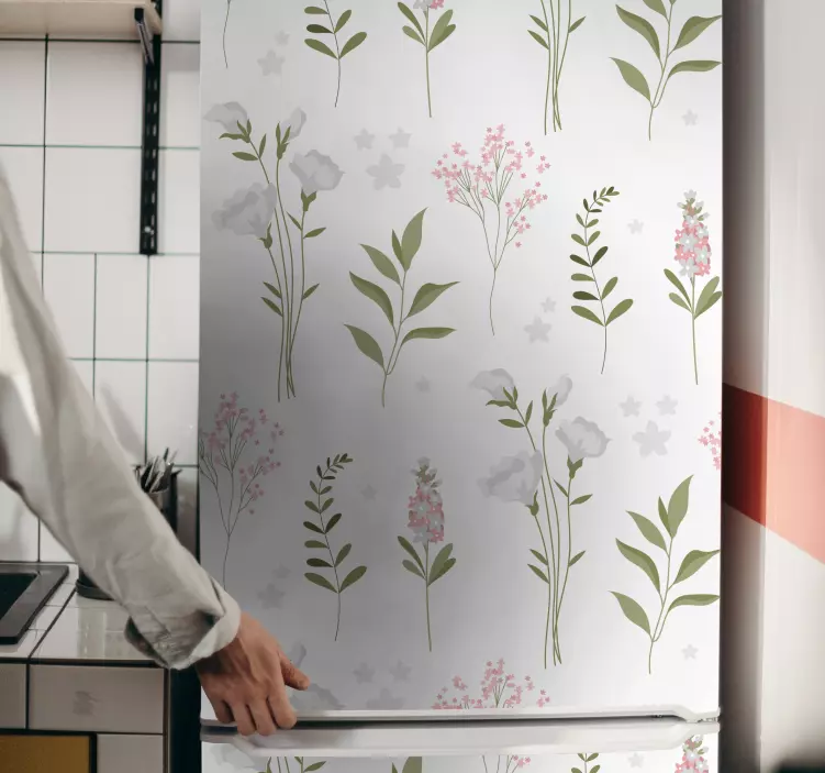 Kylskåp klistermärken med blommönster dekoration - Tenstickers