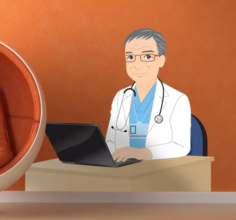 Läkare laptop vägg klistermärke - Tenstickers