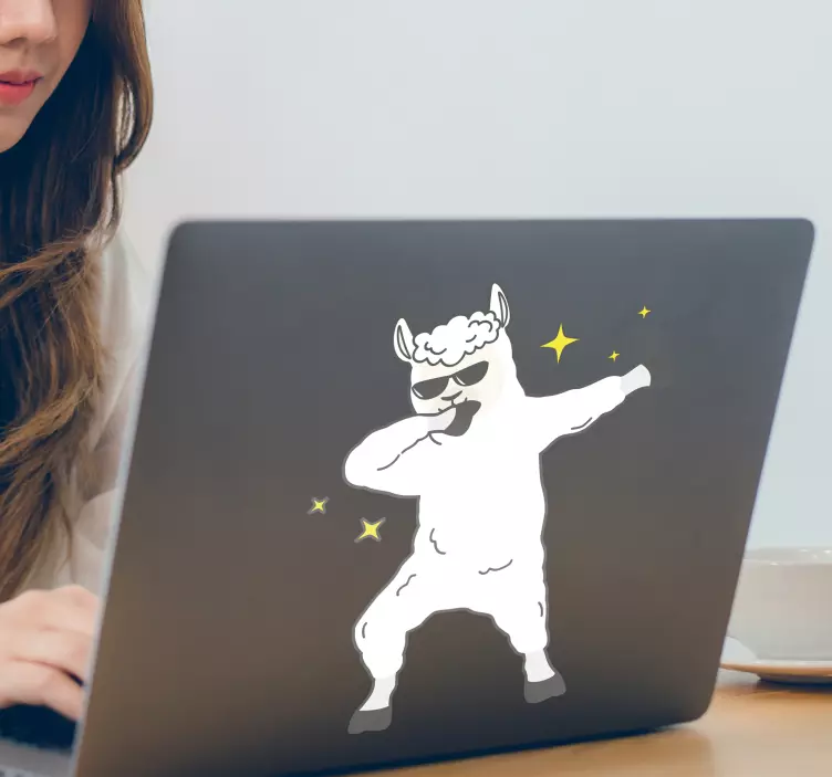 Lama dabbing laptop klistermärke - Tenstickers