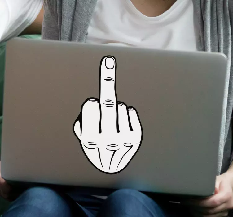 Långfingers vit laptop klistermärke - Tenstickers